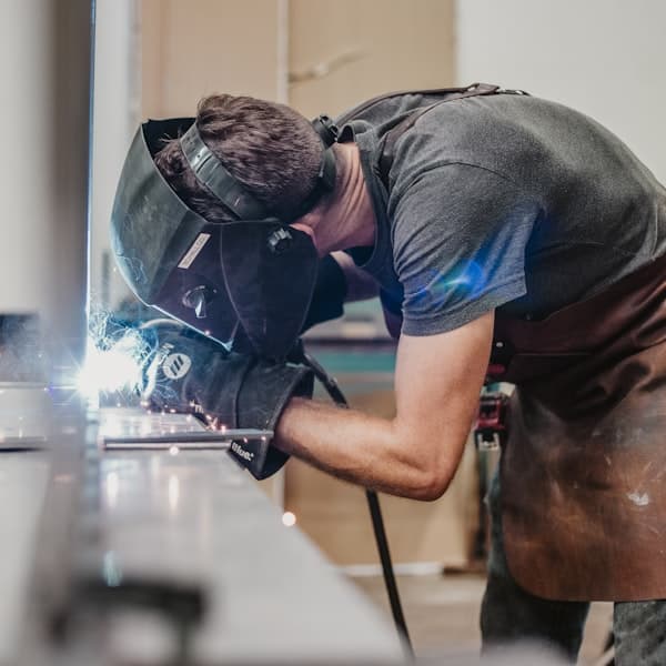 Metal fabrication work in a shop