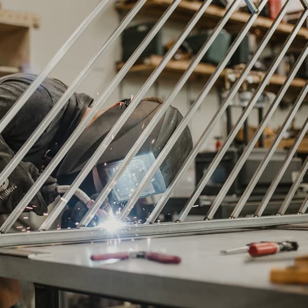 Metal fabrication work in a shop